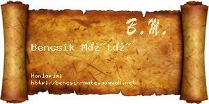 Bencsik Máté névjegykártya
